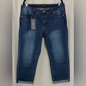 Measure & Made Ocean Indigo Rolled Crop Mid Rise Jean Size 18 (Fit Logic 2) NWT